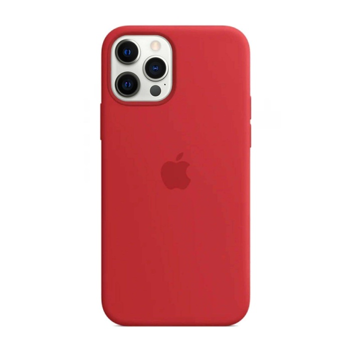 Apple iPhone 12 Pro Max Uyumlu Logolu Lansman Silikon Kılıf Kırmızı