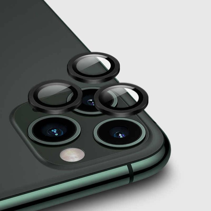 Apple iPhone 12 Pro 6.1 Metal Çerçeveli Kamera Koruma Lensi Siyah