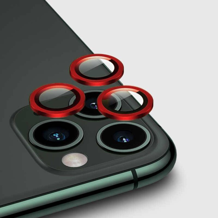 Apple iPhone 12 Pro 6.1 Metal Çerçeveli Kamera Koruma Lensi Kırmızı