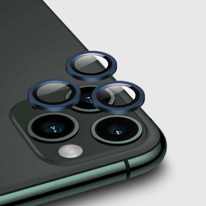 Apple iPhone 13 Pro 6.1 Metal Çerçeveli Kamera Koruma Lensi Mavi