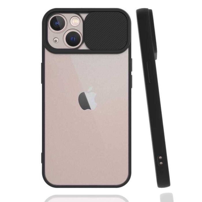 Apple iPhone 13 Mini Kızaklı Kamera Korumalı Kapak Siyah