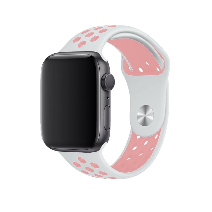 Apple Watch Series 6 44 MM Fileli Kordon Beyaz-Pembe