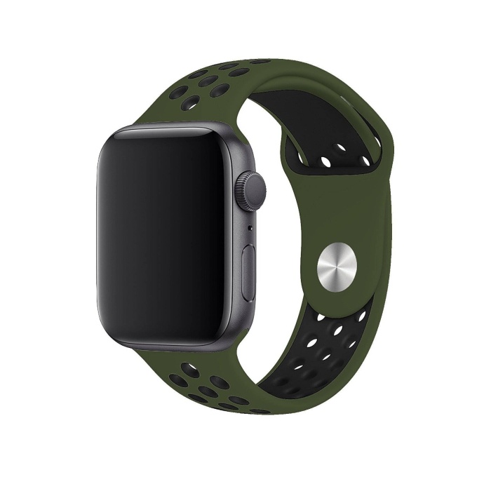 Apple Watch Series 6 44 MM Fileli Kordon Haki-Siyah