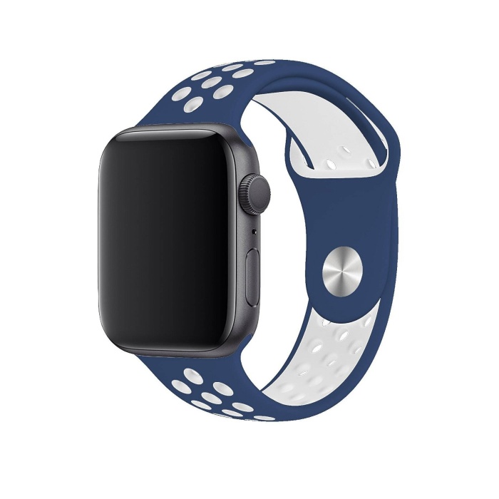 Apple Watch Series 6 44 MM Fileli Kordon Lacivert-Beyaz