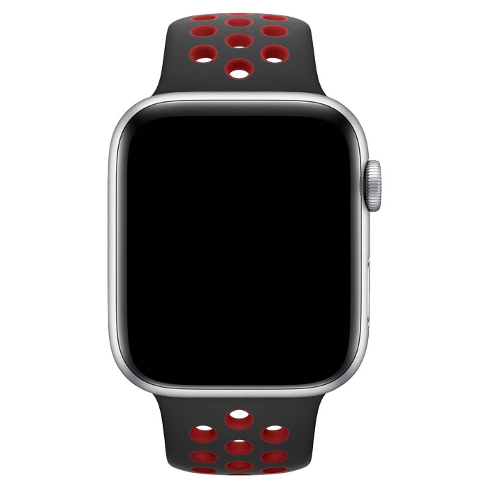 Apple Watch Series 6 44 MM Fileli Kordon Siyah-Kırmızı