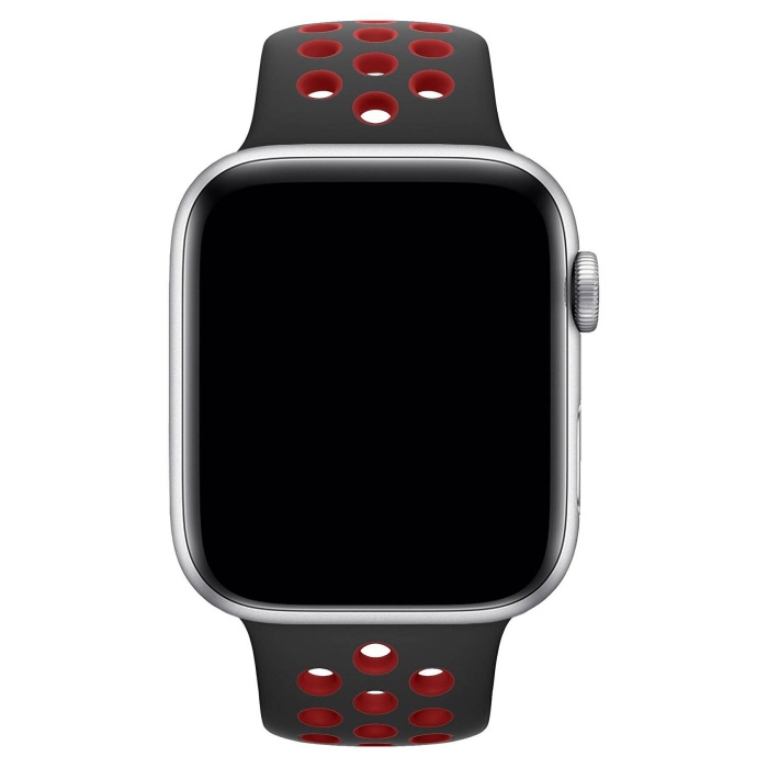 Apple Watch Series 9 41 MM Fileli Kordon Siyah-Kırmızı