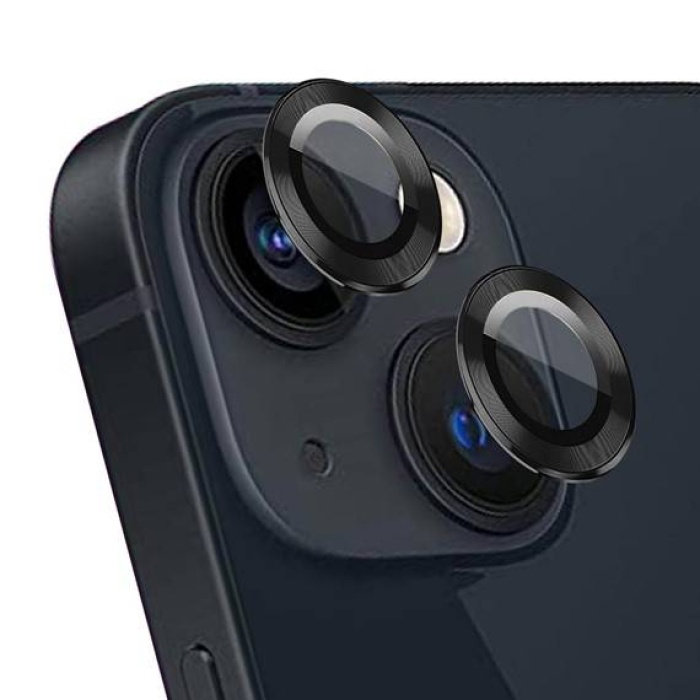 Apple iPhone 15 Plus 6.7 Metal Çerçeveli Kamera Koruma Lensi Siyah