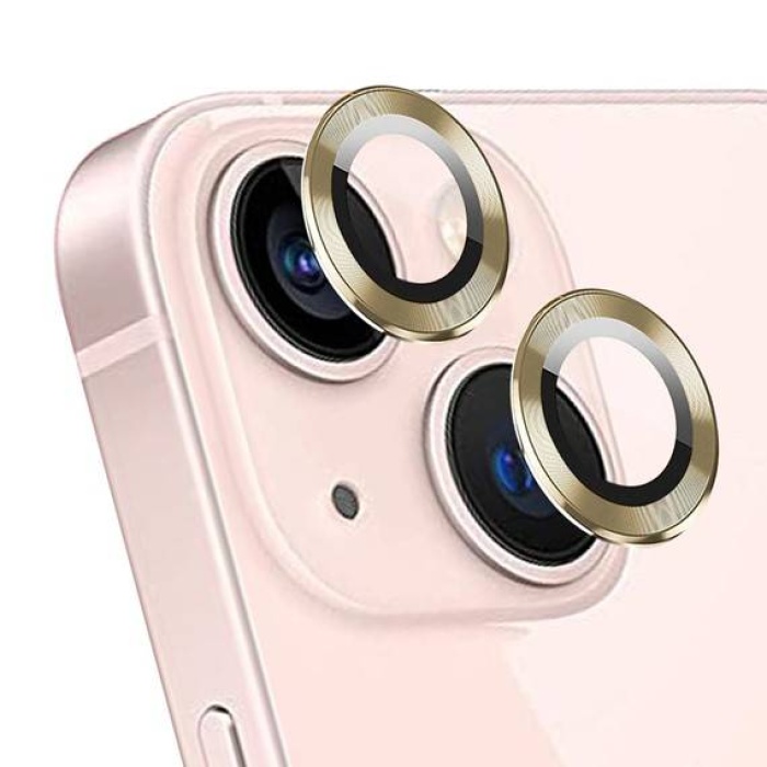 Apple iPhone 15 6.1 Metal Çerçeveli Kamera Koruma Lensi Gold