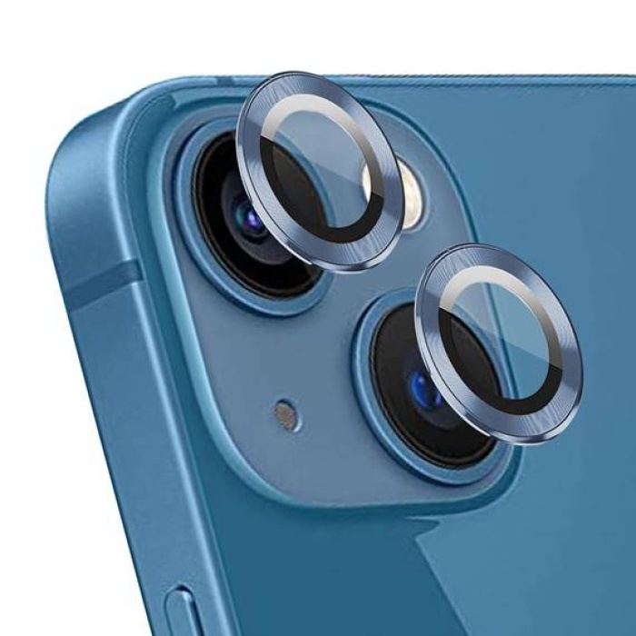 Apple iPhone 15 Plus 6.7 Metal Çerçeveli Kamera Koruma Lensi Sierra Mavi