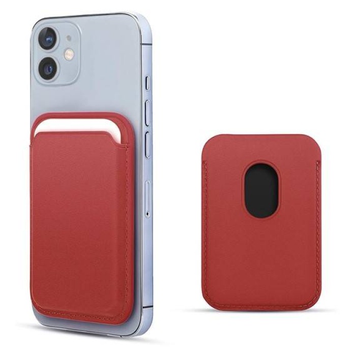 Apple iPhone 12 Mini Deri Cüzdan MagSafe Kırmızı