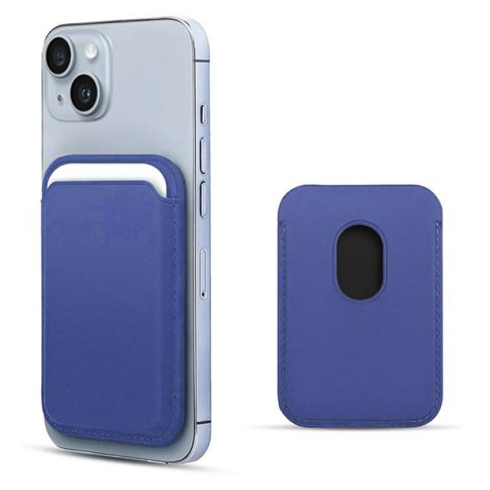Apple iPhone 15 Plus 6.7 Deri Cüzdan MagSafe Mavi