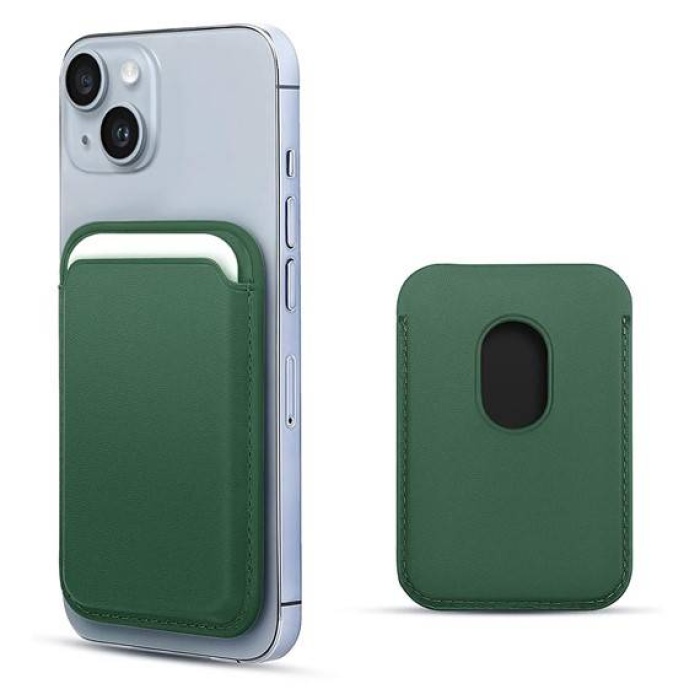 Apple iPhone 15 Plus 6.7 Deri Cüzdan MagSafe Yeşil