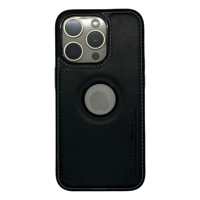Hole Leather Case Siyah iPhone 14 Pro Max