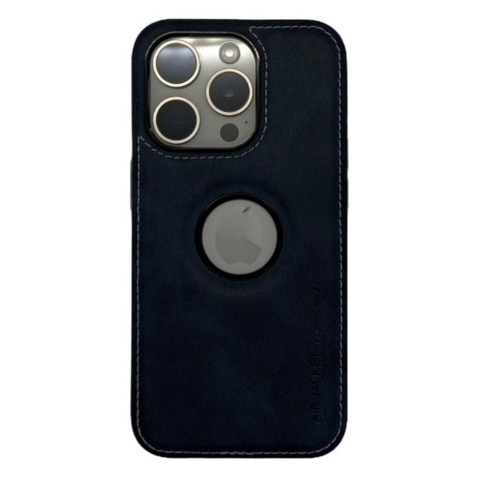 Hole Leather Case Lacivert iPhone 15 Pro