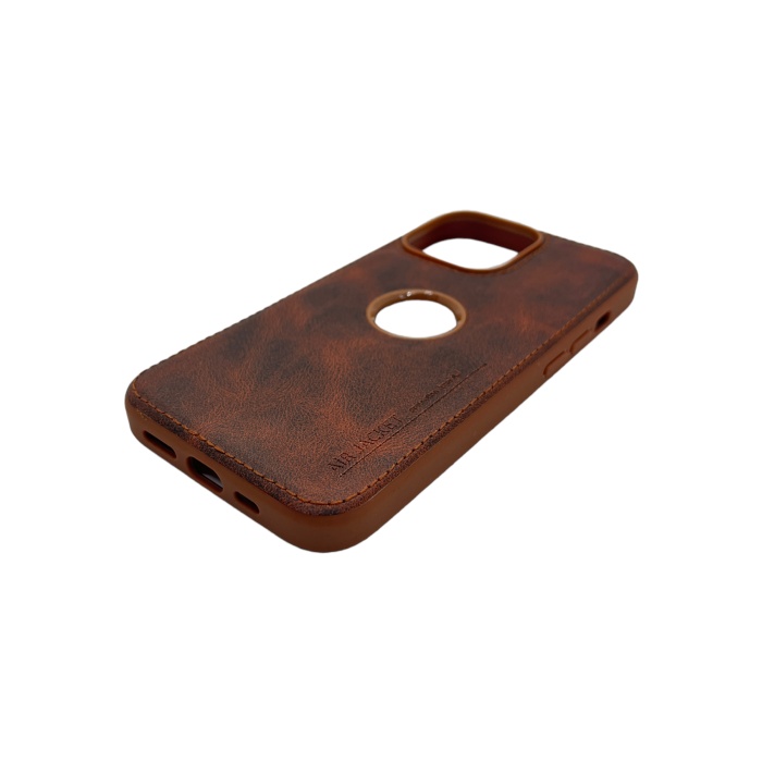 Hole Leather Case Kahverengi iPhone 15 Pro