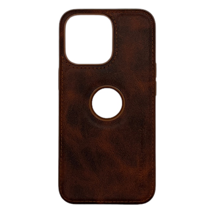 Hole Leather Case Kahverengi iPhone 15