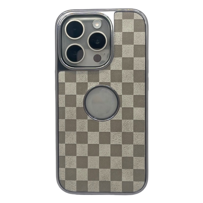 Hole Checkers Case Bej iPhone 14 Pro Max