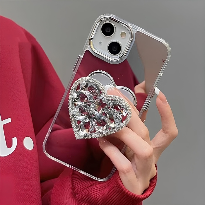 Aynalı Taşlı Popsocketli Kılıf iPhone 15 Pro Max