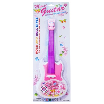 Pilli Işıklı Gitar Müzikli Eğitici Oyuncak Rock Yıldızı Pembe