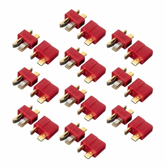 10 Çift T Plug Konnektör Seti Lipo Pil Batarya T Plug Soket Erkek Dişi Set Yüksek Akım Isı Dayanıklı