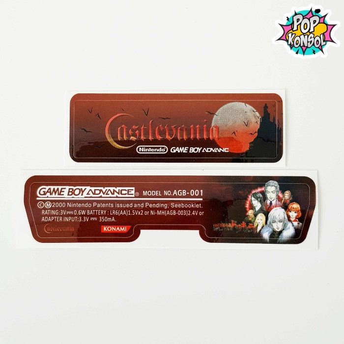 Nintendo GameBoy Advance Arka Yapıştırma Castlevania MODEL 12 GBA Back Tag Sticker