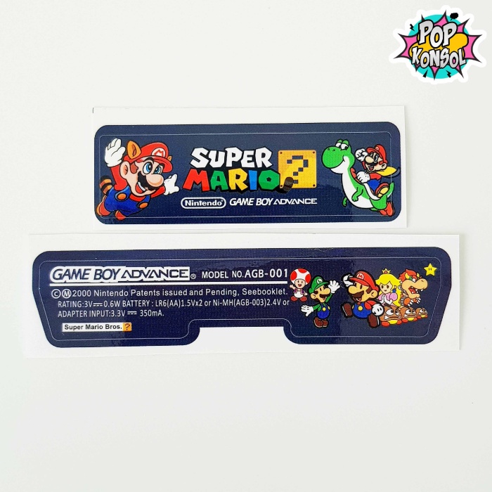 Nintendo GameBoy Advance Arka Yapıştırma Super Mario Bros MODEL 01 GBA Back Tag Sticker