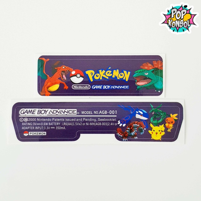 Nintendo GameBoy Advance Arka Yapıştırma Pokemon GBA Back Tag Sticker MODEL 13