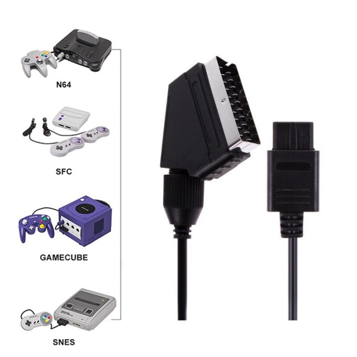 Nintendo SNES Gamecube N64 Oyun Konsolu TV Scart Kablosu RGB Kablo 1.8m