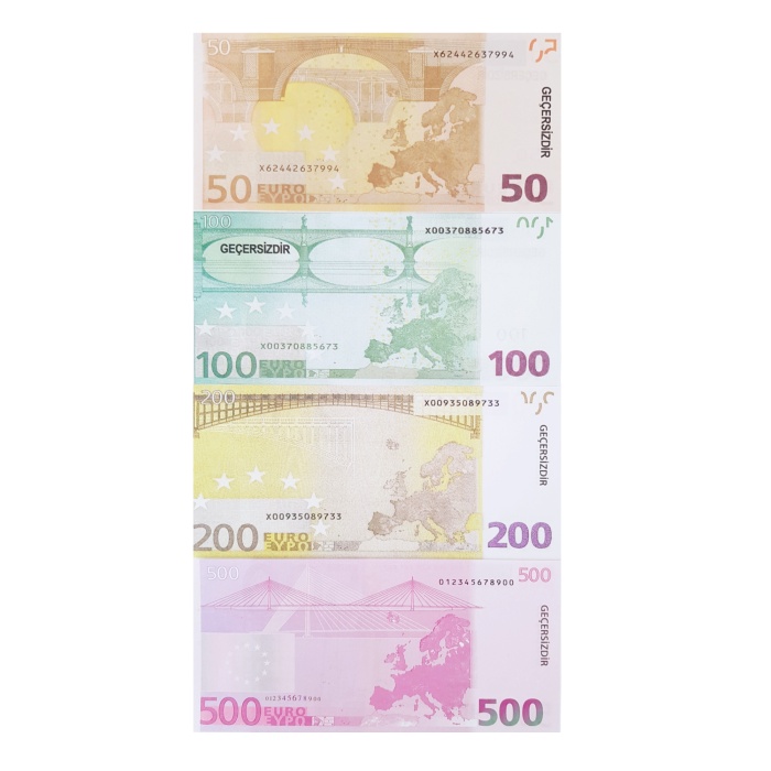 50 Adet Karışık Euro Geçersiz Para Parti Şaka Düğün Oyun Parası Yabancı Para