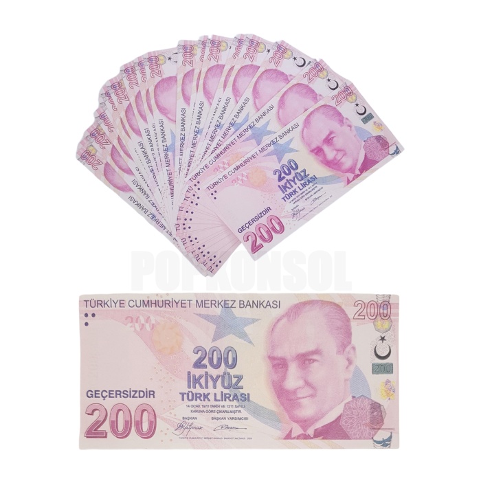 50 Adet 200 TL Geçersiz Para Parti Şaka Düğün Oyun Parası Fim Dizi Çekimleri İçin