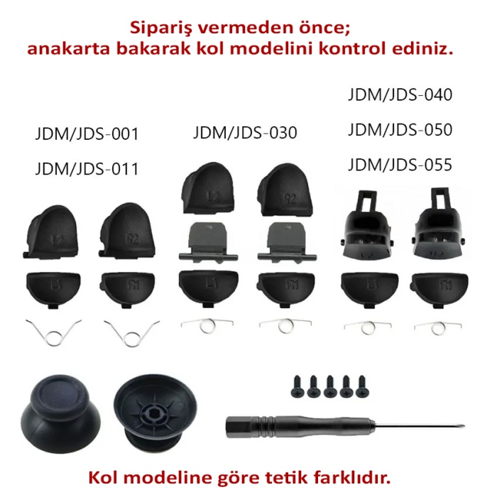 001 010 011 Analog Topuz Omuz Tuşu Tetik Yedek Vida Tornavida Set PS4 Kol Tamir Yedek Parça