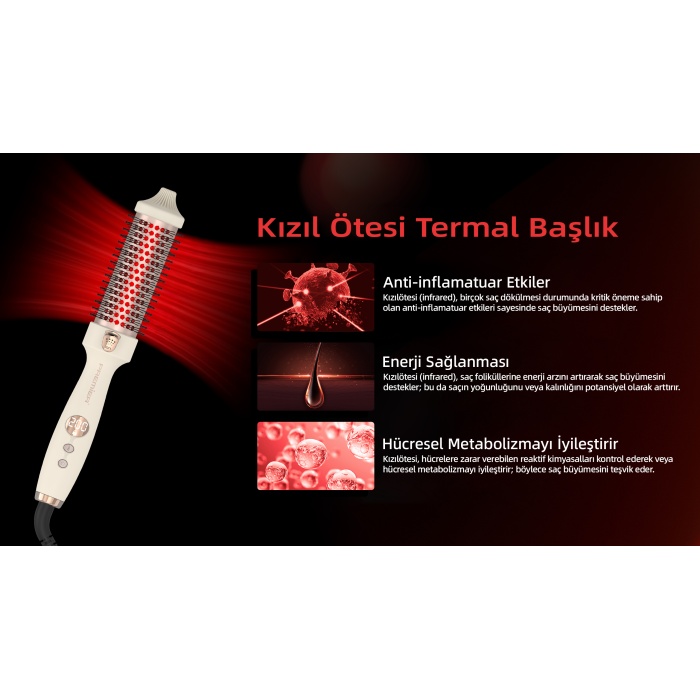 PHC 2411 NOVA - Kızılötesi İyonik Termal Saç Şekillendirici Fırça - Krem