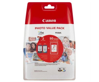 Canon PG-46-CL-56/9059B003 Siyah ve Renkli Kartuşlu Avantajlı Fotoğraf Paketi