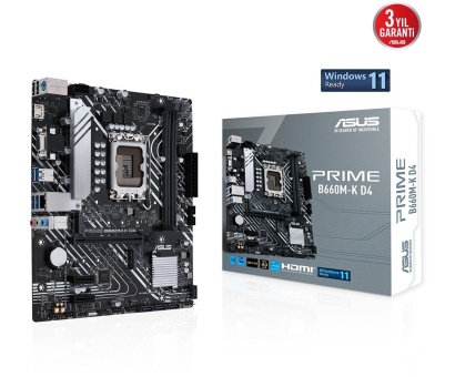 ASUS PRIME B660M-K 5333MHz(OC) DDR4 Soket 1700 M.2 HDMI D-Sub mATX Anakart