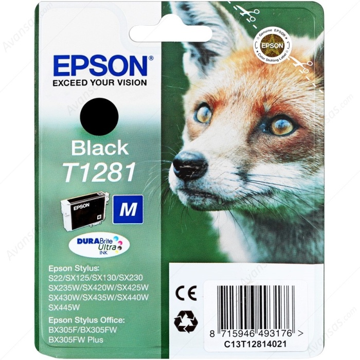 Epson T1281-C13T12814020 Siyah Muadil Kartuş SX125 SX230 1282 1283 1284