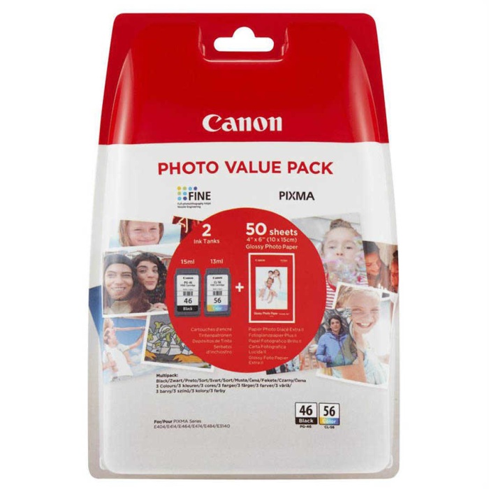 Canon PG-46-CL-56/9059B003 Siyah ve Renkli Kartuşlu Avantajlı Fotoğraf Paketi