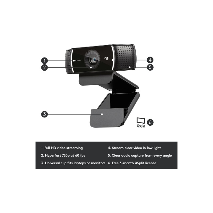 Logitech C922 Profesyonel Yayıncı Webcam-Siyah