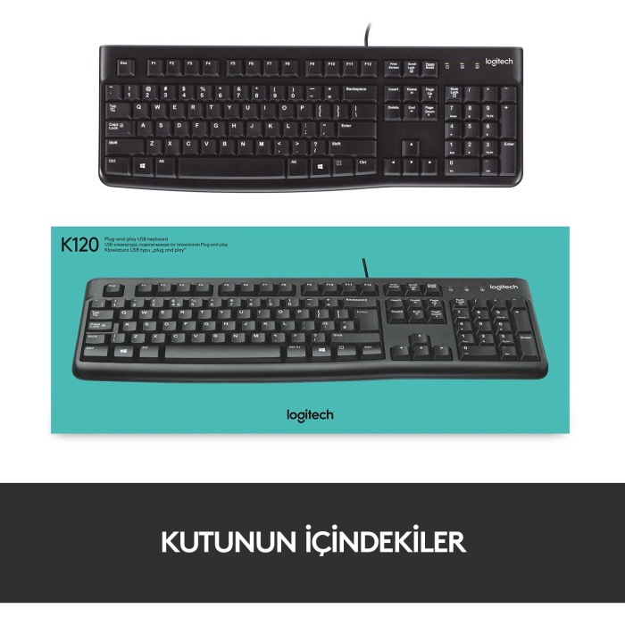 Logitech K120 USB Kablolu Türkçe Q Klavye - Siyah 920-002505