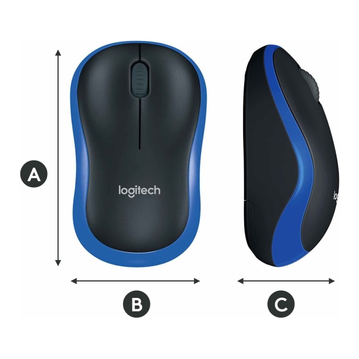 Logitech M185 USB Alıcılı Kompakt Kablosuz Mouse - Mavi