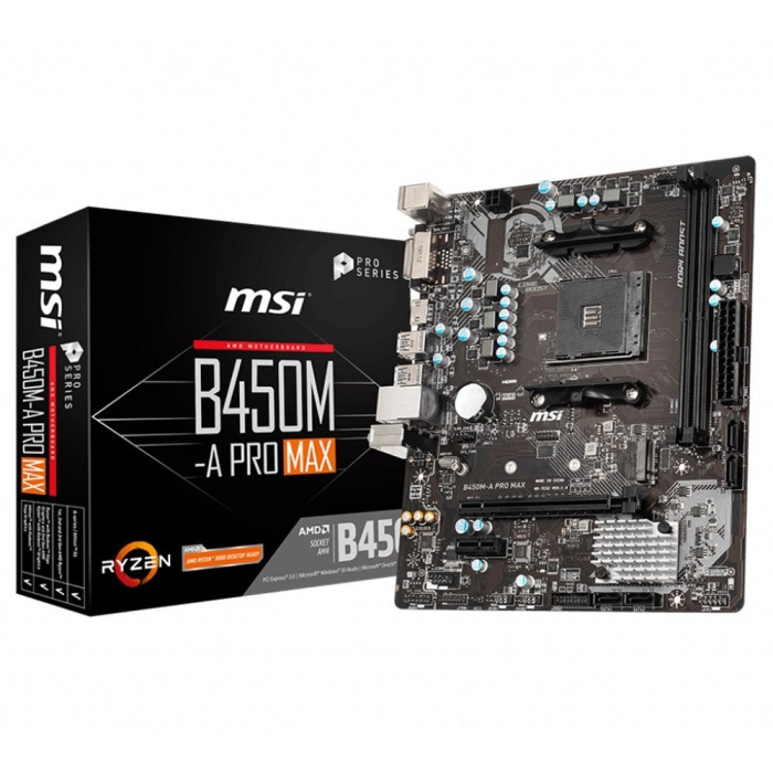 MSI B450M-A PRO MAX 4133MHz(OC) DDR4 Soket AM4 M.2 HDMI DVI mATX Anakart