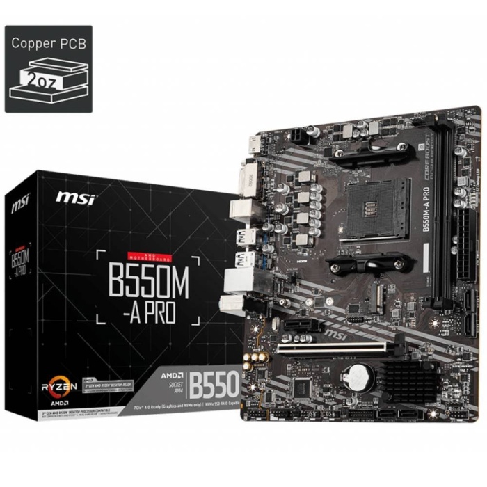 MSI B550M-A PRO 4600MHz(OC) DDR4 Soket AM4 M.2 HDMI DVI-D mATX Anakart