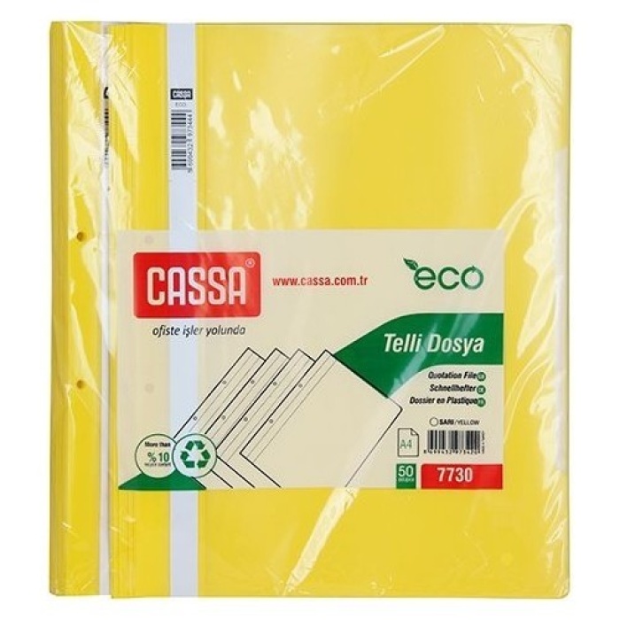 Cassa 7730 Telli Dosya Plastik - Sarı