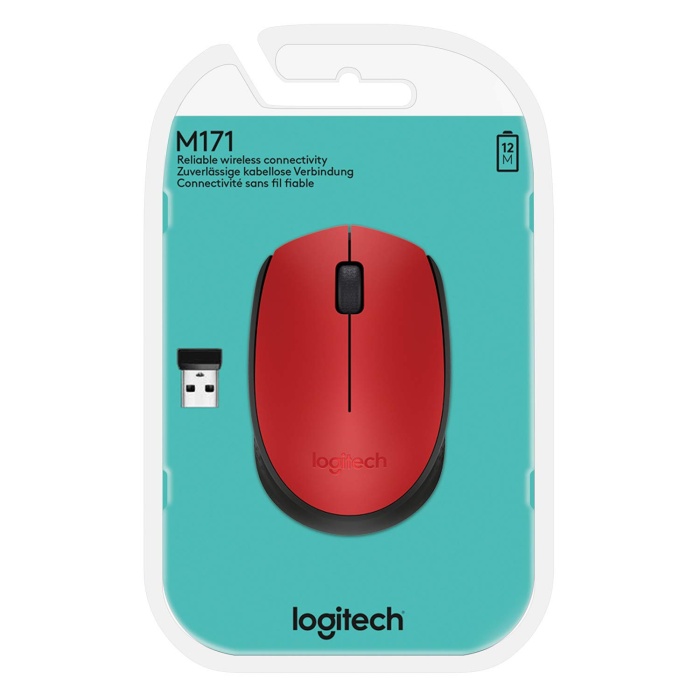 Logitech M171 USB Alıcılı Kablosuz Kompakt Mouse - Kırmızı