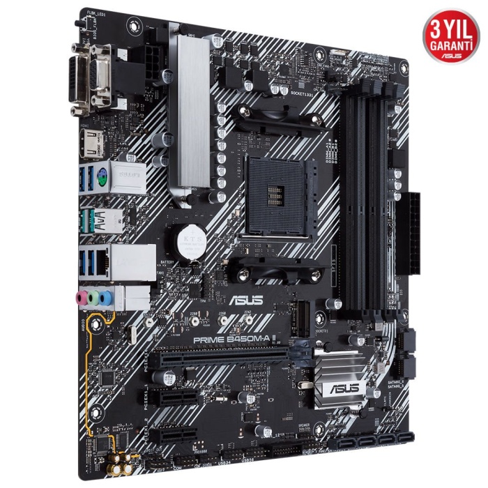 ASUS PRIME B450M-A II 4400MHz (OC) DDR4 Soket AM4 D-Sub DVI HDMI M.2 mATX Anakart