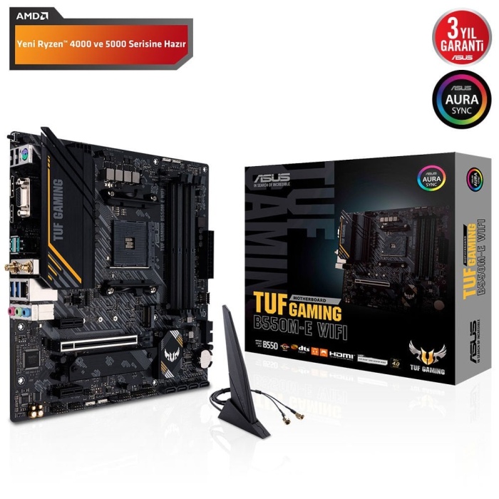 ASUS TUF GAMING B550M-E WI-FI 4600MHz (OC) DDR4 Soket AM4 M.2 HDMI DP D-Sub mATX Anakart