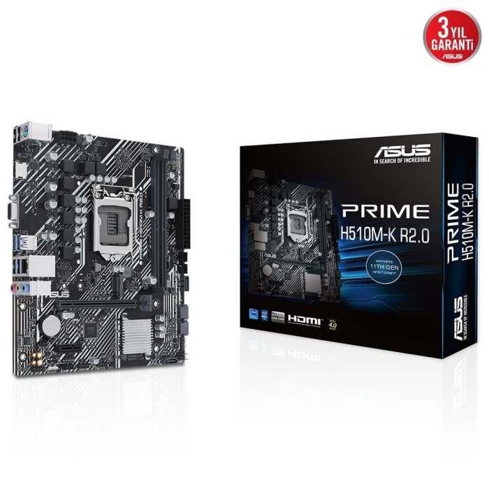 ASUS PRIME H510M-K R2.0 3200MHz(OC) DDR4 Soket 1200 M.2 HDMI VGA mATX Anakart