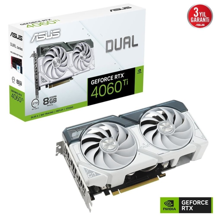 ASUS GeForce RTX 4060 Ti DUAL White OC Edition 8GB GDDR6 DLSS 3 128 Bit Ekran Kartı