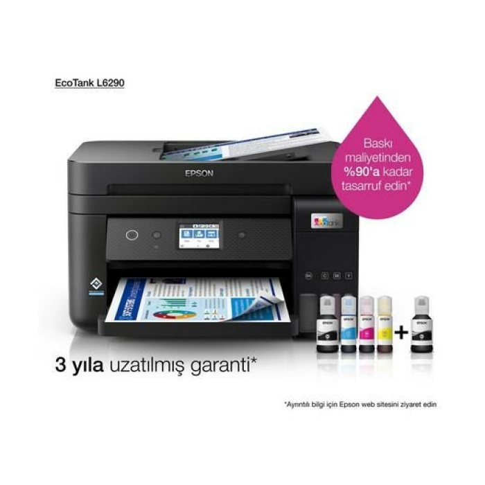Epson EcoTank L6290 Wi-Fi + Tarayıcı + Fotokopi + Faks Renkli Çok Fonksiyonlu Tanklı Mürekkep Püskürtmeli Yazıcı (Orjinal Mürekkepli)