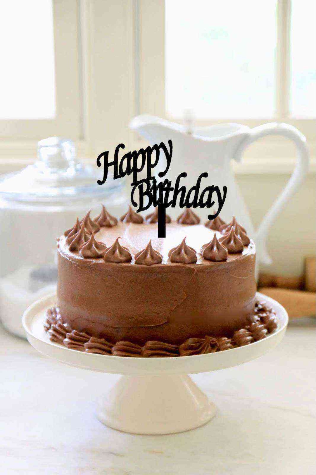 Happy Birthday Pasta Süsü Siyah Ahşap Cake Topper
