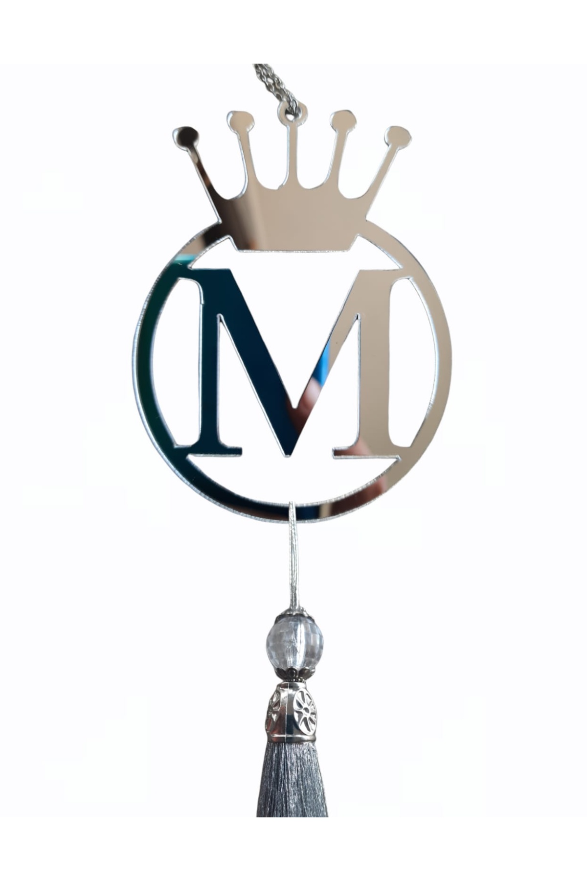 M Yazılı Ayna Pleksi Araba Dikiz Aynası Süsü Gümüş